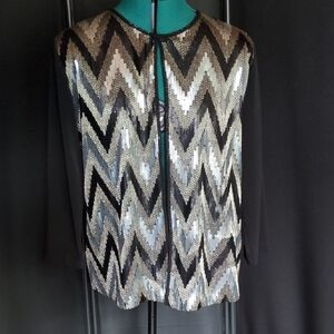 Chico's Black and Silver Sequin Blazer